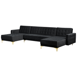 Beliani ABERDEEN - U-shape sofa - Black - Velvet