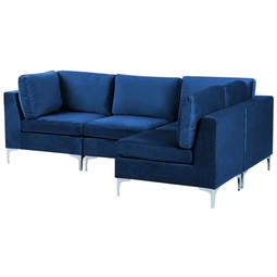 Beliani EVJA - Corner sofa 4-seater - Blue - Left side - Velvet