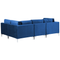 Beliani EVJA - Corner sofa 4-seater - Blue - Left side - Velvet