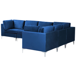 Beliani EVJA - Corner sofa - Blue - Left side - Velvet