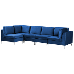 Beliani EVJA - Corner sofa 5-seater - Blue - Right side - Velvet