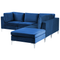 Beliani EVJA - Corner sofa with 4-seater ottoman - Blue - Left side - Velvet