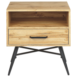 Beliani LUBOCK - Bedside table 1 drawer - Light wood color - MDF
