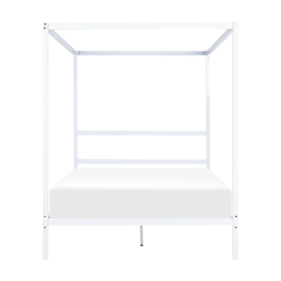 Beliani LESTARDS - Canopy bed - White - 140 x 200 cm - Steel