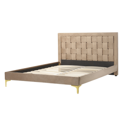 Beliani LIMOUX - Double bed - Taupe - 140 x 200 cm - Velvet