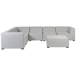 Beliani AREZZO - Lounge set for 7 - Left sided - Light gray - Polyester
