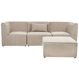 Beliani LEMVIG - Three-seater sofa - Taupe - Universal - Corduroy