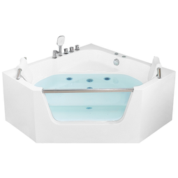 Beliani CANTALLA - Corner bath whirlpool - White - 135 x 135 cm - Acrylic