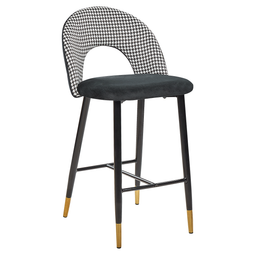 Beliani FALTON - Bar stool - Black/White - Velvet