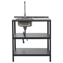 Beliani VILAMA - Outdoor kitchen with sink - Black - 80x50x92 cm - Steel