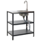 Beliani VILAMA - Outdoor kitchen with sink - Black - 80x50x92 cm - Steel