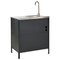 Beliani VILAMA - Outdoor kitchen cabinet with sink - Black - Steel