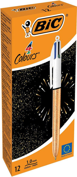 Bic Colours Frozen 4-kleurenbalpen, medium, klassieke inktkleuren, doos van 12 stuks