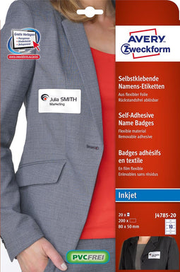 AVERY zelfklevende badge ft 80 x 50 mm, doos van 200 stuks, wit