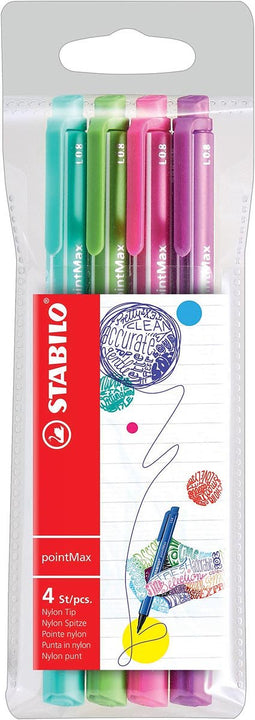 STABILO pointMax writing pen, 0.8 mm, case of 4 pieces in assorted fun colors