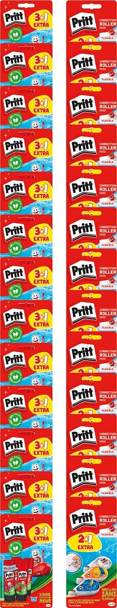 Pritt adhesive sticks and correction rollers, strip of 24 pieces
