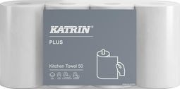 Katrin Plus kitchen paper, 2-ply, 50 sheets per roll, pack of 4 rolls