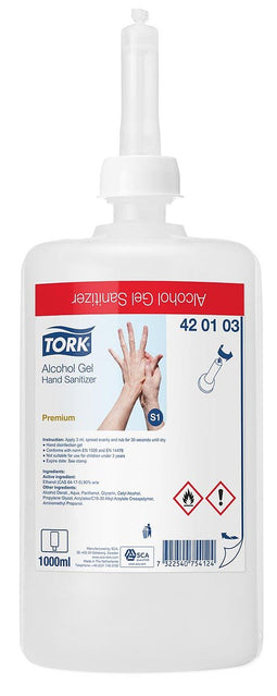 Tork alcohol gel for hand disinfection, system S1, 1 liter bottle