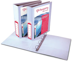 Pergamy customizable ring binder, ft A4, 2 pockets, 3 pockets, 4 D-rings of 25 mm, white