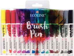 Talens Ecoline Brush pen, case with 15 pieces in assorted colors