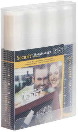 Securit chalk marker large white, case with 4 pieces