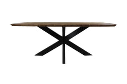 Dining table Fishbone - 220x110x76 - Natural/black - Oak/metal