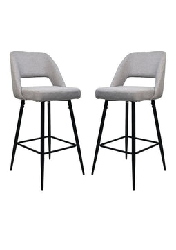 Bar stool Jenna S/2 - 54x49x106 - Light gray/black - Cotton/linen/metal
