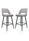Bar stool Jenna S/2 - 54x49x106 - Light gray/black - Cotton/linen/metal