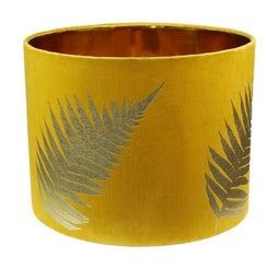 Round lampshade with print - 42x42x32 - Mustard yellow/gold - Velvet