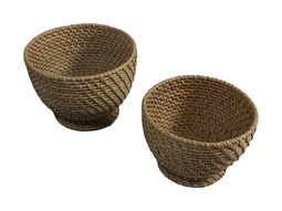 Decorative baskets - 24x18/ø20x15 - Natural - Rattan - set of 2
