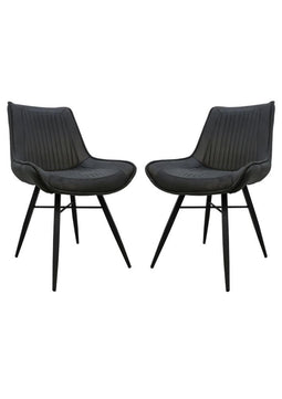 Dining room chair Denver set of 2 - 55x63x85 - Gray/black - Polyester/metal