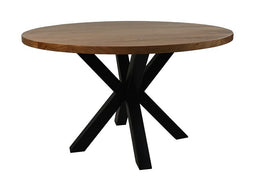 Round dining table - ø130x76 - Natural/black - Acacia/metal