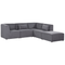 Beliani LEMVIG - Corner sofa with ottoman - Gray - Left side - 250 cm - Corduroy