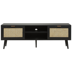 Beliani OPOCO - TV cabinet - Black - Rattan