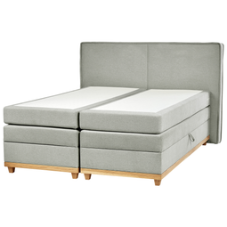 Beliani DYNASTY - Box spring bed - Light gray - 160 x 200 cm - Polyester