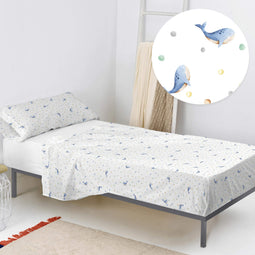 Happy Friday Sheet set 2 pieces Baby whale 180x270 cm (Single) Multicolor