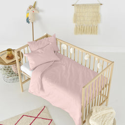 Happy Friday Basic Duvet cover set cot 2 piece Pale rose