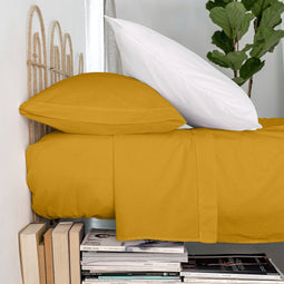 Happy Friday Basic Bed sheet Mustard