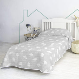 Happy Friday Clouds Bedspread Grey