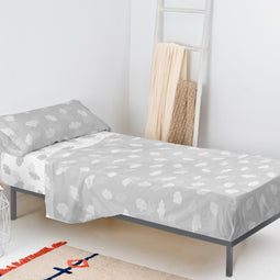 Happy Friday Clouds Sheet set 2 piece Grey