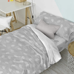Happy Friday Clouds Duvet cover set 2 piece Grey