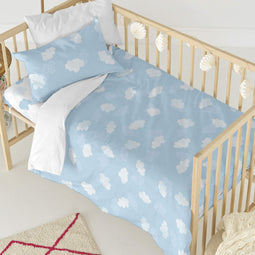 Happy Friday Clouds Duvet cover set cot 2 piece Blue