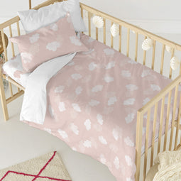 Happy Friday Clouds Duvet cover set cot 2 piece Pink