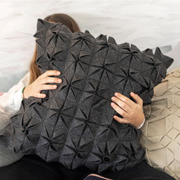 Happy Friday Geo felt Decorative cushion cover 50x50 cm Black