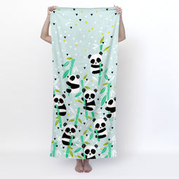 Happy Friday Panda garden blue Towel 70x150 cm