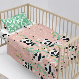 Happy Friday Panda garden Sheet set cot 2 piece