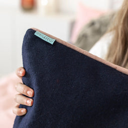 Happy Friday Piping felt Decorative cushion cover 50x50 cm Navy