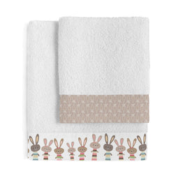 Happy Friday Rabbit family Towel set Pack of 2