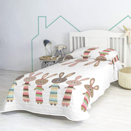 Happy Friday Rabbit family Bedspread