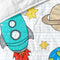 Happy Friday Space rocket Bedspread